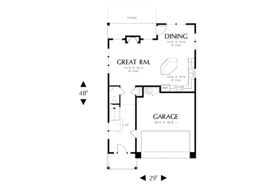 Floor Plan - Main Floor for Craftsman House Plan #48-498 - 4 bed, 2.5 bath