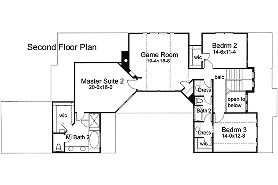 Floor Plan - Upper Floor for European House Plan #120-222 - 4 bed, 3.5 bath