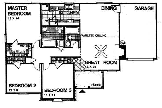 Floor Plan - Main Floor for Country House Plan #30-234 - 3 bed, 2 bath
