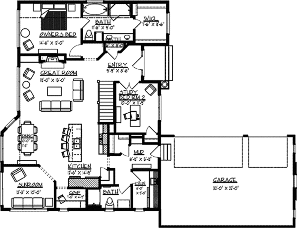 House Design - European Floor Plan - Main Floor Plan #320-1479