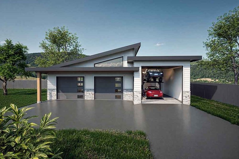 House Blueprint - Exterior - Front Elevation 3 for Contemporary House Plan #1101-45, 0 bath