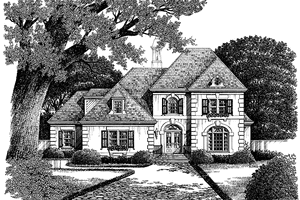 Home Plan - Exterior - Front Elevation for European House Plan #429-74 - 4 bed, 3.5 bath