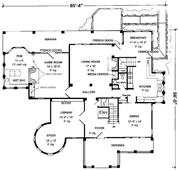 House Blueprint - Craftsman Floor Plan - Main Floor Plan #410-3570