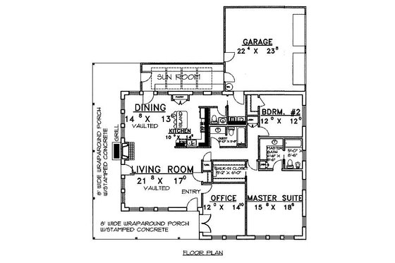 Floor Plan - Main Floor for Southern House Plan #117-133 - 2 bed, 2 bath