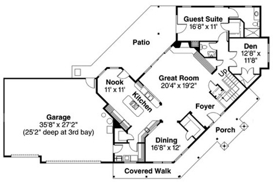 Floor Plan - Main Floor for Craftsman House Plan #124-507 - 4 bed, 3.5 bath