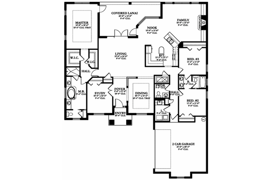Floor Plan - Main Floor for Mediterranean House Plan #1058-126 - 3 bed, 2.5 bath