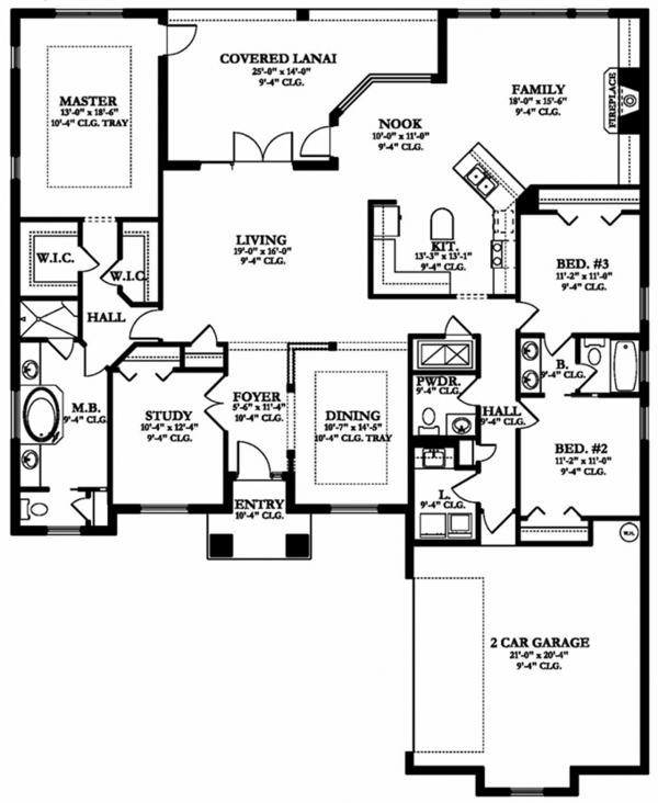 Mediterranean Floor Plan - Main Floor Plan #1058-126