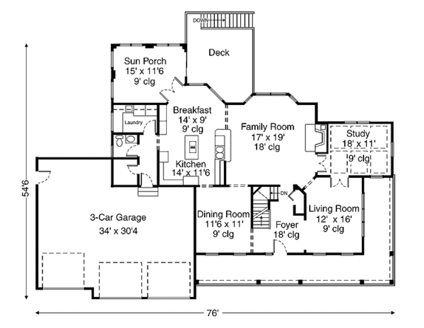 Architectural House Design - Classical Floor Plan - Main Floor Plan #320-1438