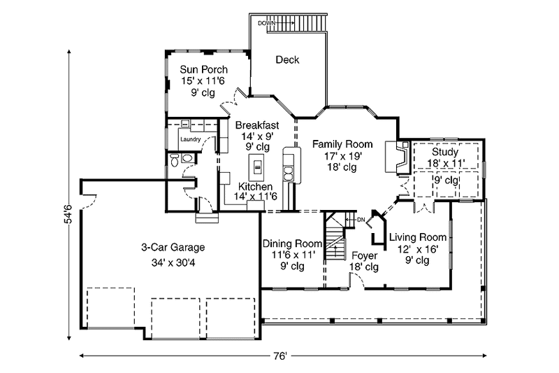Home Plan - Floor Plan - Main Floor for Classical House Plan #320-1438 - 4 bed, 2.5 bath