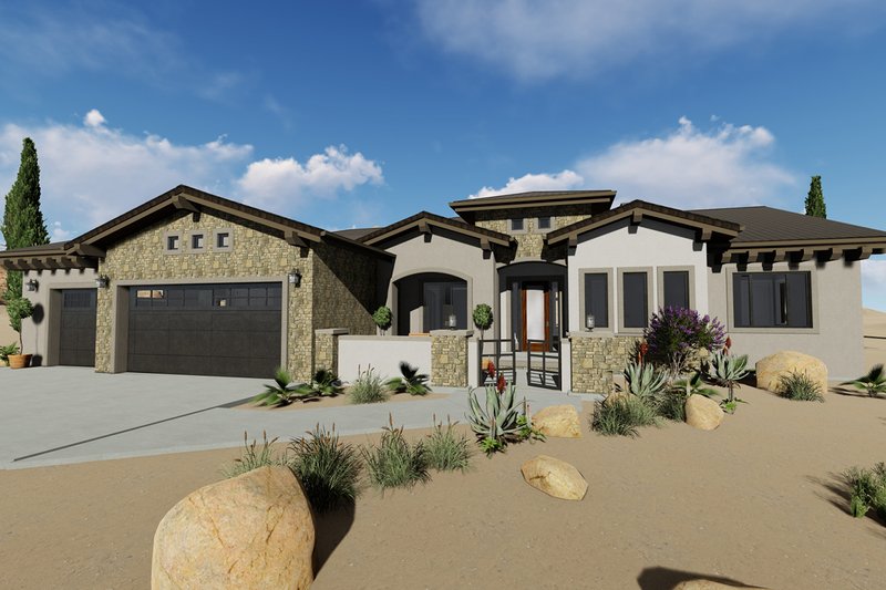 House Plan Design - Adobe / Southwestern Exterior - Front Elevation Plan #1069-16