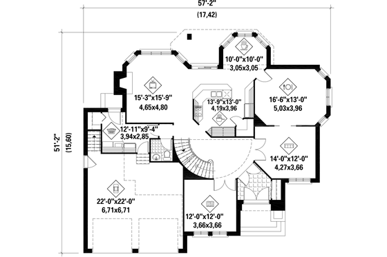 Floor Plan - Main Floor for European House Plan #25-4855 - 3 bed, 2 bath