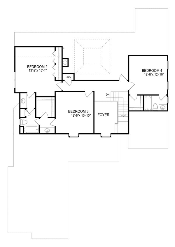 Colonial Floor Plan - Upper Floor Plan #30-343