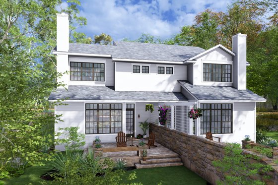 Exterior - Rear Elevation for Colonial House Plan #120-288 - 6 bed, 6 bath