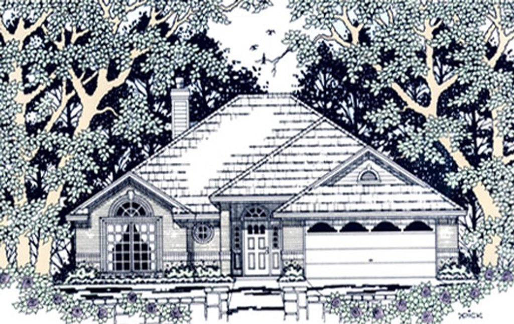 Exterior - Front Elevation 2 for Traditional House Plan #42-381 - 3 bed, 2 bath
