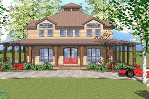 Southern Exterior - Front Elevation Plan #8-157