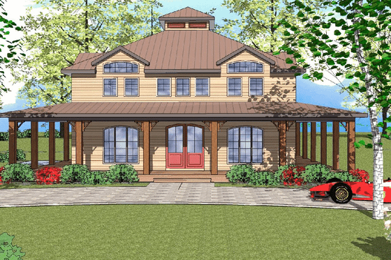 Exterior - Front Elevation for Southern House Plan #8-157 - 3 bed, 3.5 bath