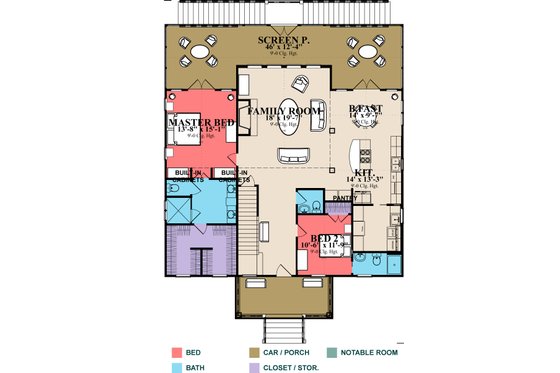 Floor Plan - Main Floor for Beach House Plan #63-395 - 4 bed, 4 bath