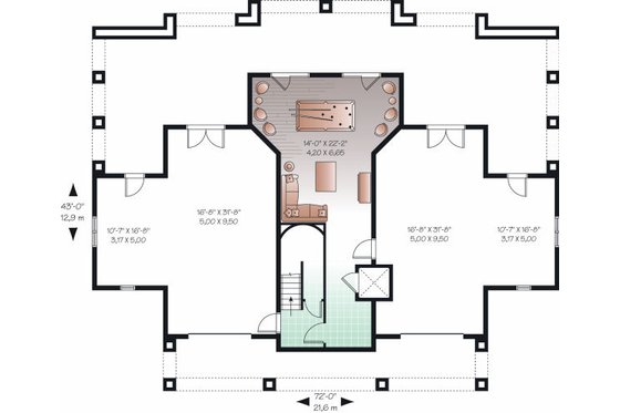 Floor Plan - Lower Floor for Beach House Plan #23-854 - 4 bed, 3.5 bath