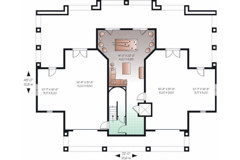 Home Plan - Floor Plan - Lower Floor for Beach House Plan #23-854 - 4 bed, 3.5 bath