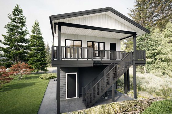 Exterior - Rear Elevation for Country House Plan #1101-25 - 2 bed, 1 bath