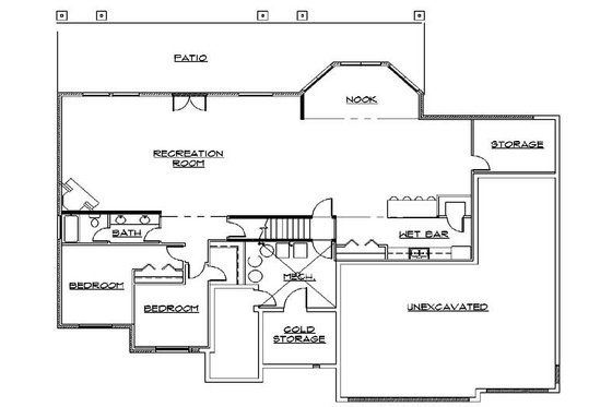 Floor Plan - Lower Floor for European House Plan #5-376 - 5 bed, 3.5 bath