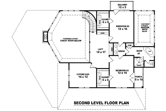 Floor Plan - Upper Floor for Traditional House Plan #81-983 - 3 bed, 2.5 bath