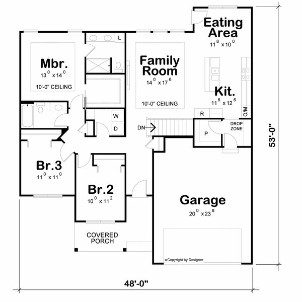 Home Plan - Floor Plan - Main Floor for Modern House Plan #20-2660 - 3 bed, 2 bath