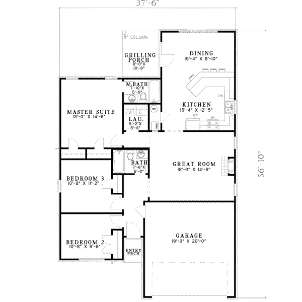 House Design - Ranch Floor Plan - Main Floor Plan #17-2250