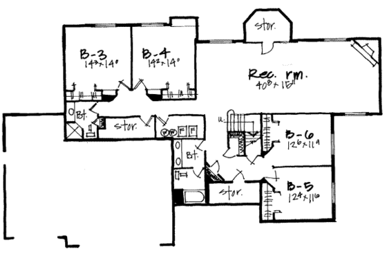 Floor Plan - Lower Floor for Traditional House Plan #308-213 - 6 bed, 4 bath
