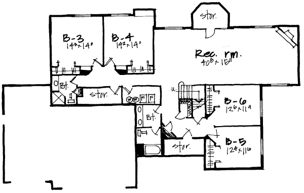 Traditional Floor Plan - Lower Floor Plan #308-213