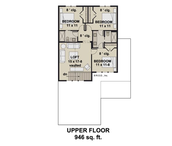 House Blueprint - Farmhouse Floor Plan - Upper Floor Plan #51-1464