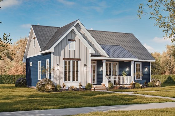 Exterior - Front Elevation 7 for Traditional House Plan #54-629 - 3 bed, 2 bath