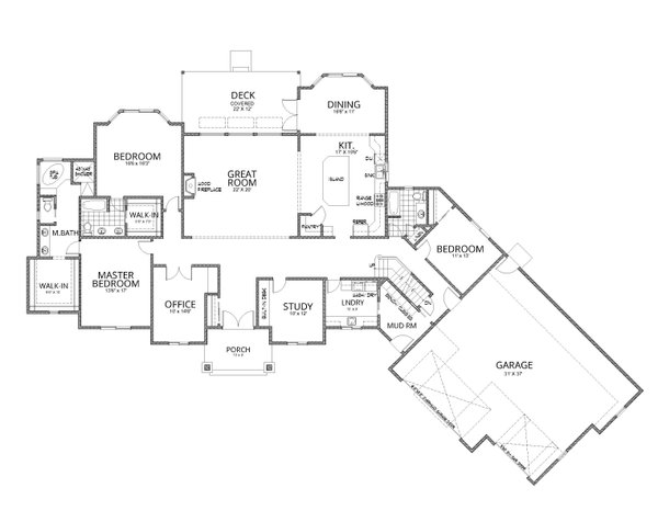 Craftsman Floor Plan - Main Floor Plan #112-219