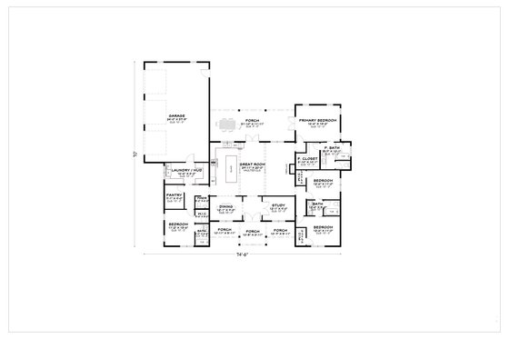 Floor Plan - Main Floor for Farmhouse House Plan #1112-19 - 4 bed, 3.5 bath