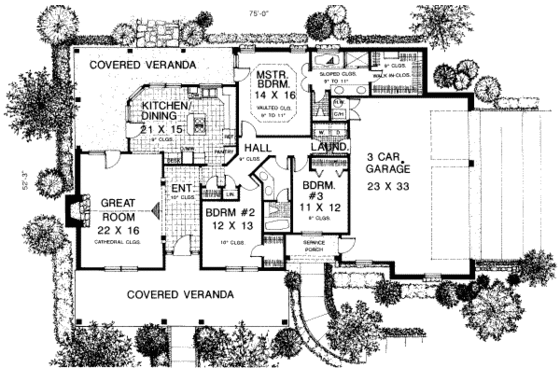 Floor Plan - Main Floor for Country House Plan #310-215 - 3 bed, 2 bath