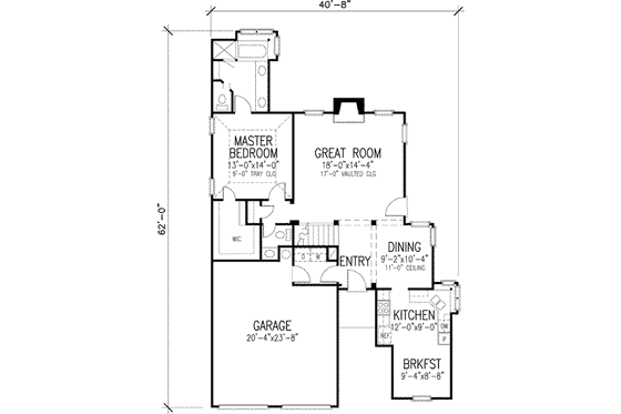 Floor Plan - Main Floor for European House Plan #410-315 - 3 bed, 2.5 bath