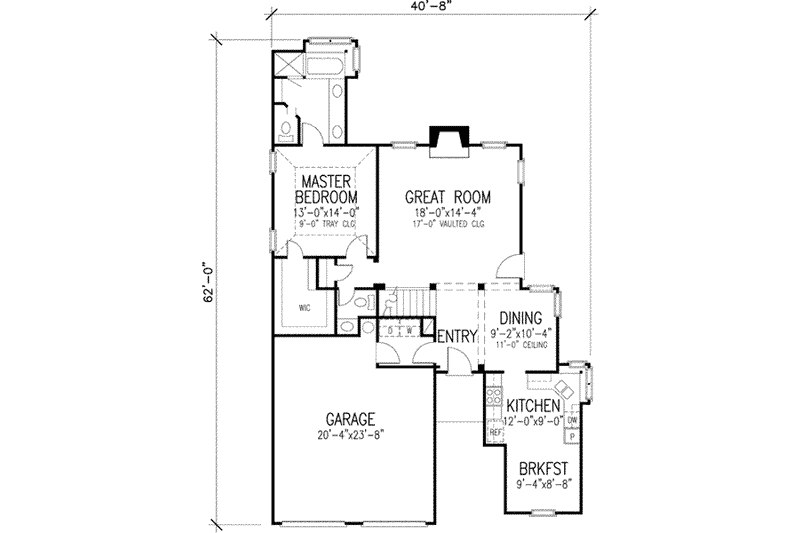 Home Plan - Floor Plan - Main Floor for European House Plan #410-315 - 3 bed, 2.5 bath