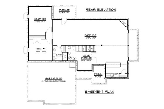 Floor Plan - Lower Floor for Craftsman House Plan #1064-37 - 3 bed, 2.5 bath