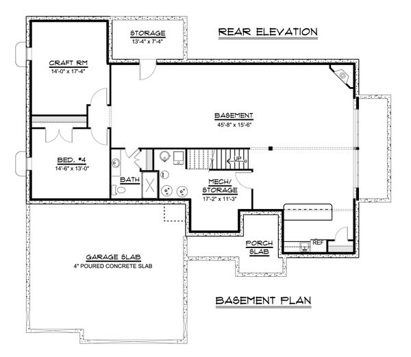 Craftsman Floor Plan - Lower Floor Plan #1064-37