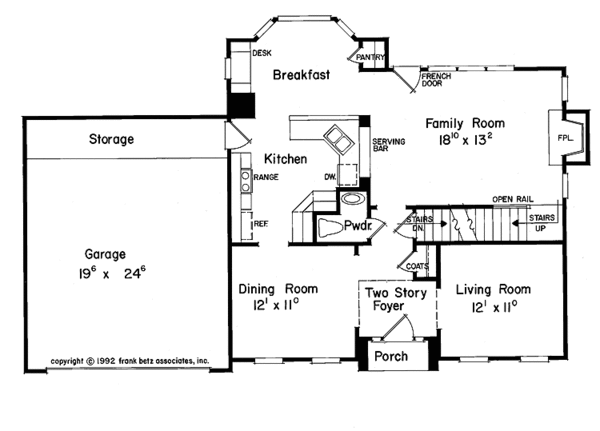 Home Plan - Colonial Floor Plan - Main Floor Plan #927-123