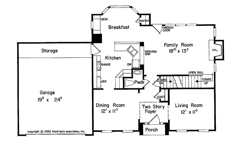 Home Plan - Floor Plan - Main Floor for Colonial House Plan #927-123 - 3 bed, 2.5 bath