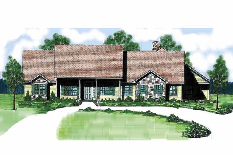House Plan Design - Exterior - Front Elevation 3 for Country House Plan #52-240 - 4 bed, 3 bath