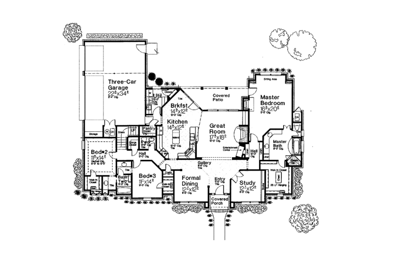 Dream House Plan - Floor Plan - Main Floor for Country House Plan #310-1248 - 3 bed, 2.5 bath