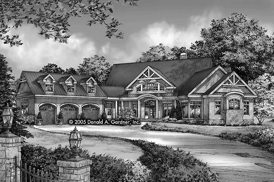 Exterior - Front Elevation 3 for Craftsman House Plan #929-800 - 5 bed, 4 bath