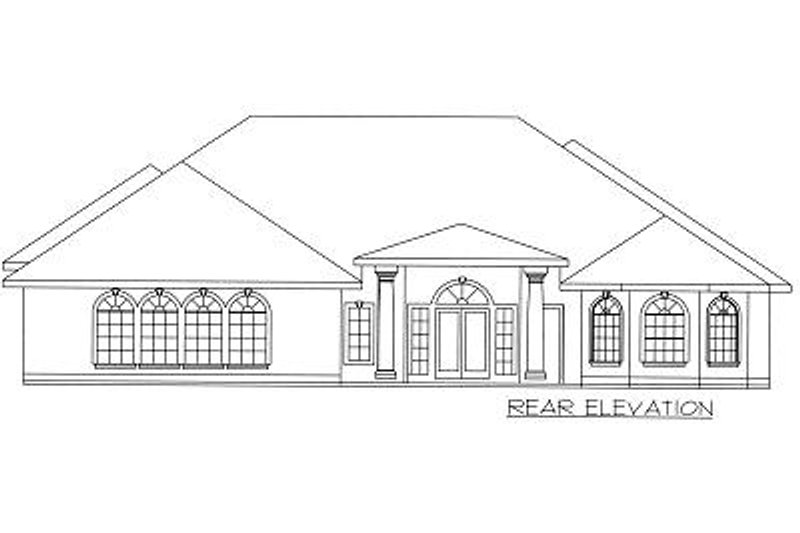 Home Plan - Exterior - Rear Elevation for Mediterranean House Plan #117-523 - 3 bed, 2.5 bath