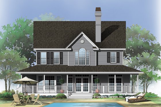 Exterior - Rear Elevation for Farmhouse House Plan #929-167 - 4 bed, 3.5 bath