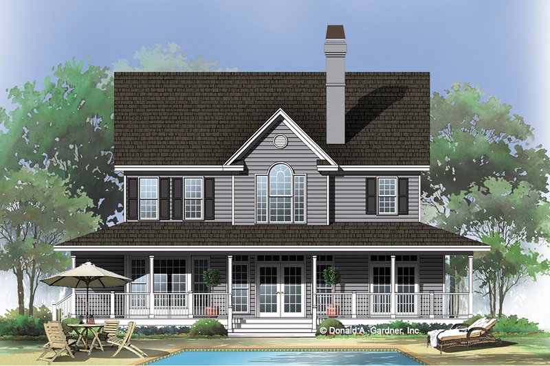 House Plan Design - Exterior - Rear Elevation for Farmhouse House Plan #929-167 - 4 bed, 3.5 bath