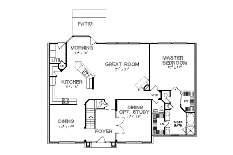 Home Plan - Floor Plan - Main Floor for Colonial House Plan #472-332 - 4 bed, 3.5 bath