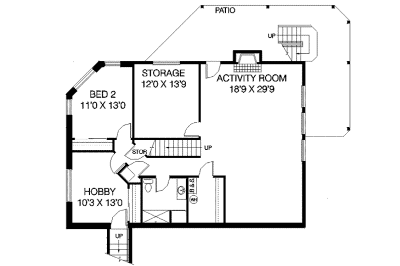 Dream House Plan - Floor Plan - Lower Floor for Country House Plan #60-405 - 4 bed, 3 bath