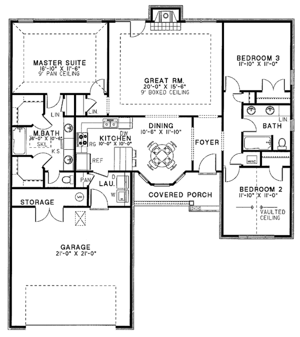 Home Plan - Ranch Floor Plan - Main Floor Plan #17-2637